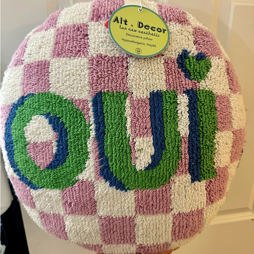 NWT ‘Oui’ Colorful Decorative Pillow from Alt Decor! Two Available!